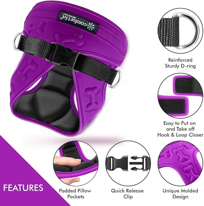 Comfort Fit Dog Harness No Pull with Adjustable Buckles Soft Padded Reflective Choke Step-in Pet Vest with Easy Control Handle for Small Medium Large Dogs & Puppies for Walking Running Training-PawvioPets