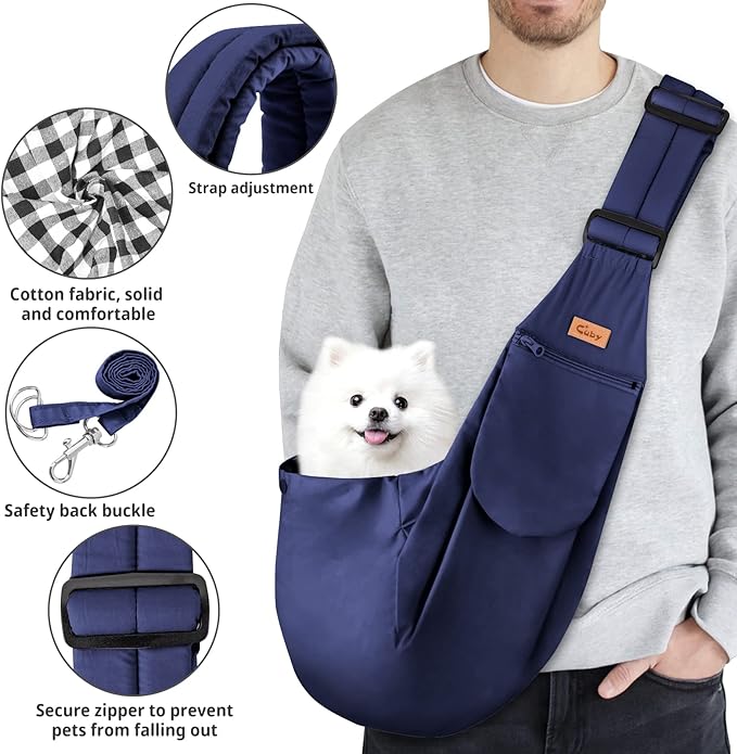 CUBY Dog and Cat Sling Carrier - Hands Free Reversible Pet Papoose Bag - Soft Pouch and Tote Design - Adjustable - Suitable for Puppy, Small Dogs, and Cats for Outdoor Travel-PawvioPets