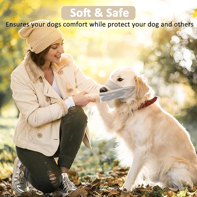 Crazy Felix Nylon Dog Muzzle for Small Medium Large Dogs, Air Mesh Breathable and Drinkable Pet Muzzle for Anti-Biting Anti-Barking Licking (XS, Beige)-PawvioPets