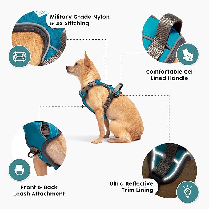 Embark Adventure Dog Harness, Reflective Trim No Pull Dog Harness Medium Sized Dogs - Military Grade Nylon, Front Clip with Gel Lined Handle.-PawvioPets