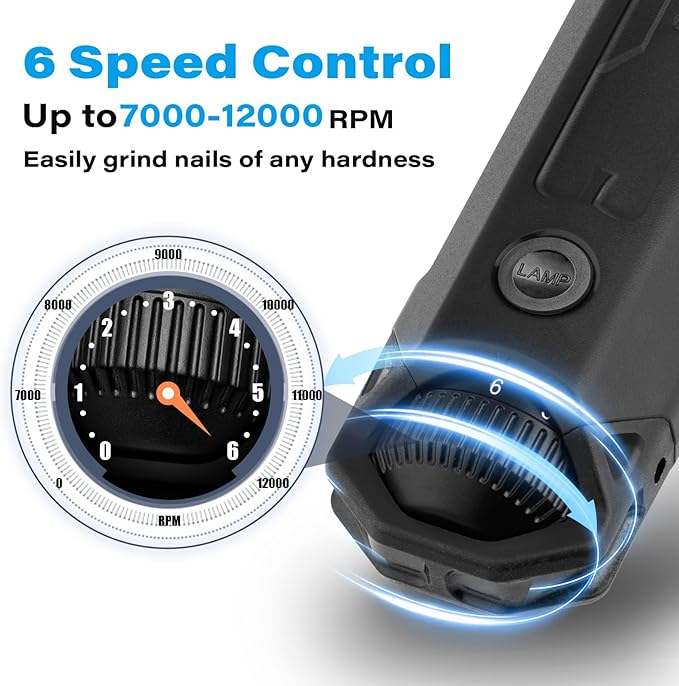 Casfuy 6-Speed Dog Nail Grinder - Newest Enhanced Pet Nail Grinder Super Quiet Electric Dog Nail Trimmer Rechargeable Painless Paws Grooming & Smoothing Tool for Large Medium Small Dogs (Grey)-PawvioPets