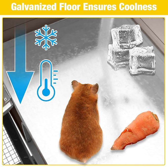 AIVITUVIN Wooden Guinea Pig Cage Indoor with Cooling Plate and Anti-Chewing Edges Two-Story Rabbit Hutch Pull Out Tray Outdoor Rabbit Cage with Raised Stand and Wire Mesh Small Animals Cage (Brown-PawvioPets