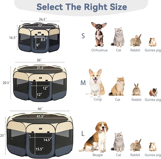 A4Pet Portable Dog Playpen for Small Dogs, 27" Foldable Small Pet Playpen for Puppy/Cat/Rabbit/Chick, Indoor Cat Playpen with Removable Zipper & Mesh Panel(11”W × 7.5”H)-PawvioPets
