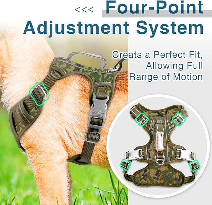 BARKBAY Dog Harness No Pull with ID Tag Pocket - Heavy Duty, Reflective, Easy Control for Large Dogs(Camo,M)-PawvioPets