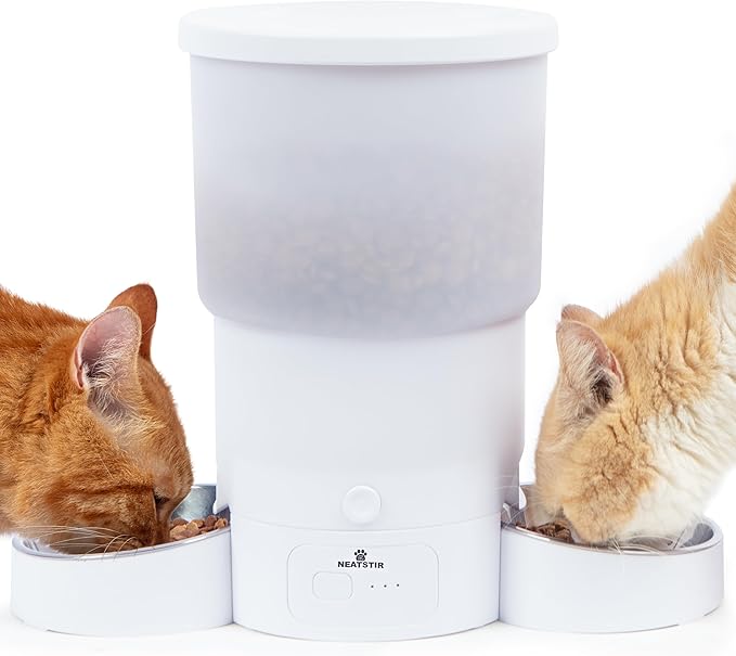 Automatic Cat Feeder for 2 Cats – Dual Food Dispenser with App Control, 5L Capacity (20 Cups), Smart Cat Food Dispenser for Multi Cats, Dual Pet Feeder with Stainless Steel Bowls and WiFi-PawvioPets