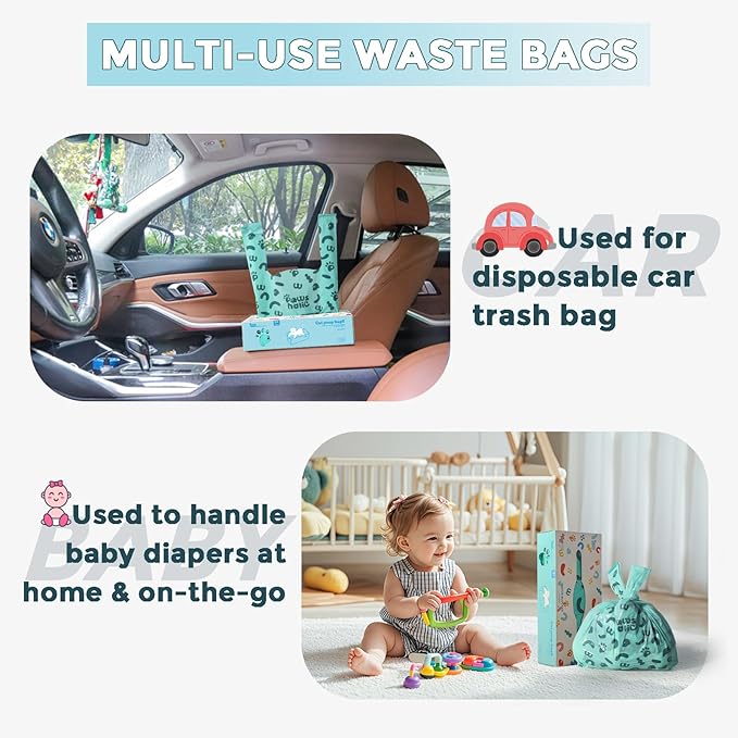 Cat Litter Bags Biodegradable 100% Leak-Proof Cat Poop Bags with Handle, 360 Counts, Cornstarch Based Extra Thick, Easy Tie Pet Waste Pick Up Bag (Lavender Scented)-PawvioPets