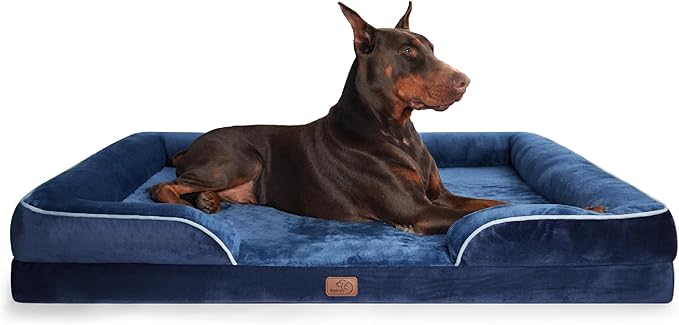 Bedsure XXL Orthopedic Dog Bed for Extra Large Dogs - Washable Giant Dog Cat Bed Waterproof, Comfort Dogs Couch Sofa with Washable Removable Cover, Pet Bed with Nonskid Bottom, Blue Navy, 52"-PawvioPets