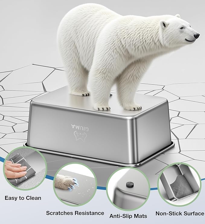 Extra Large Stainless Steel Cat Litter Box, 27.5" L×19.6" W×5.9" H, XXL Metal Kitty Litter Pan with High Sides, Odor-Free, Non-Stick, Easy to Clean, Ideal for Big Cats & Multi-Cat-PawvioPets