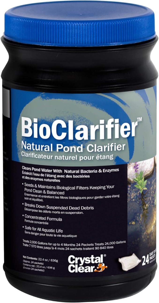 CrystalClear BioClarifier Small Pond & Water Garden Clarifier & Cleaner, Cloudy Water Beneficial Microbe Treatment, Fish, Plant & Pet Safe, 24 Packets-PawvioPets