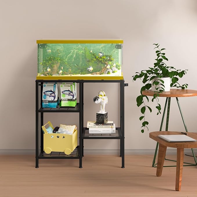 CADUKE Aquarium Stand 20 Gallon, Metal Fish Tank Stand, Aquarium Rack Stand for Fish Tank Accessories , 3 Tier Turtle Reptile Terrarium Stand for Living Room Office-PawvioPets