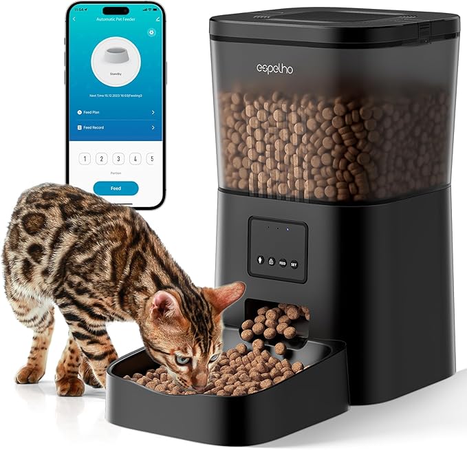 Espelho Automatic Cat Feeders WiFi: Food Dispenser with App Control 2.4Ghz WiFi- Smart Timed Cats Feeder with Voice Recorder| 4L Auto Pet Feeder for Cat and Small Dog- Up to 10 Meals per Day-PawvioPets