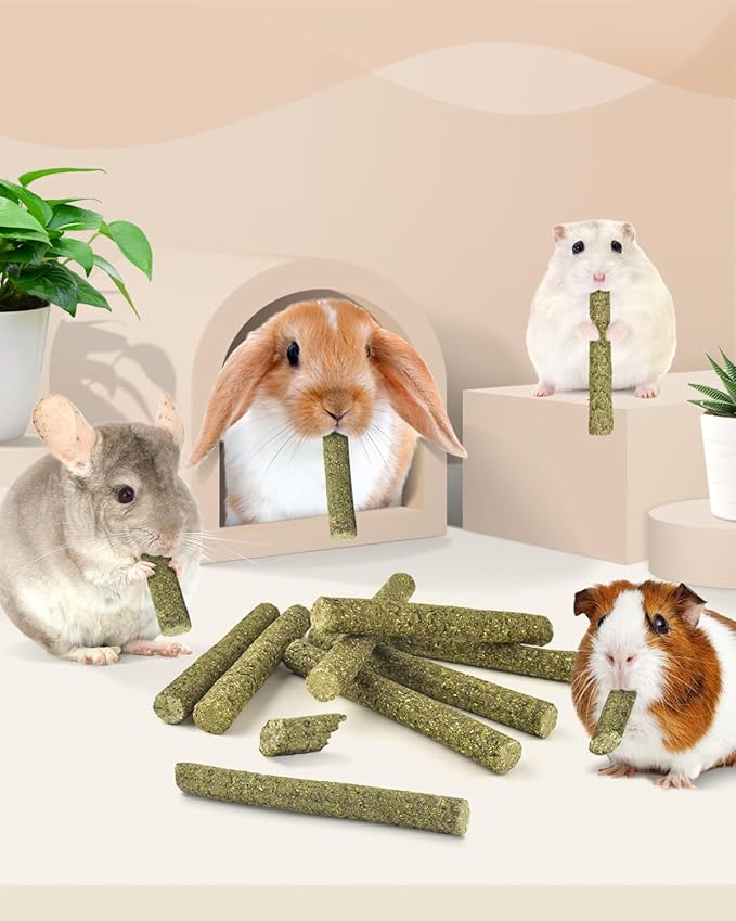 Bissap 22PCS Rabbit Chew Sticks, Mixed Natural Timothy Hay Flower Rose Dahlberg Daisy and Forget-me-not Chew Toys Treats for Bunny Chinchilla Guinea Pig Hamster and Other Small Pets Molar Snacks-PawvioPets