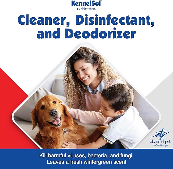 ATP KennelSol 1-Step Kennel Cleaner - 5 Gallons Liquid Disinfectant, Effective Against Bacteria and Viruses, Deodorizer Wintergreen Scent by Alpha Tech Pet-PawvioPets