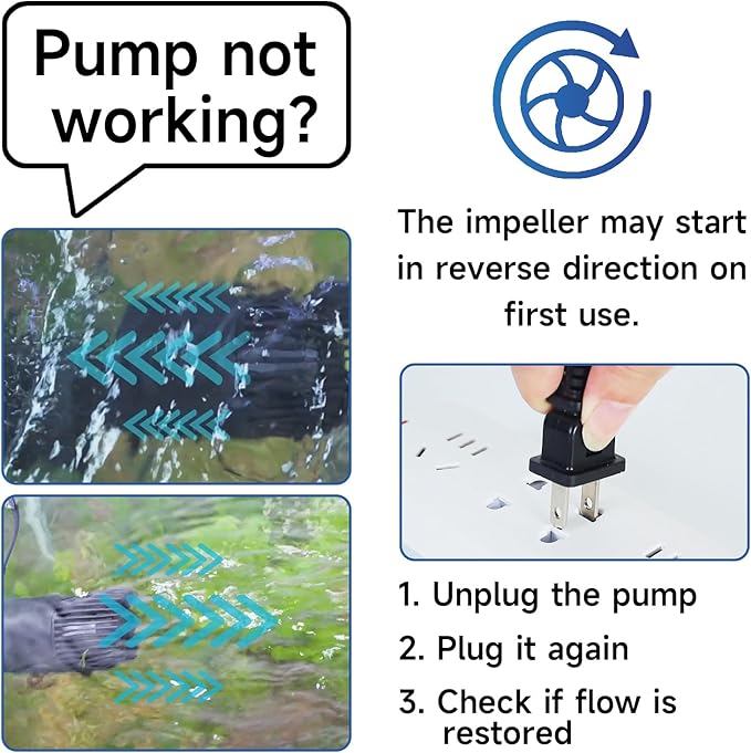 AQQA Wave Maker Pump, 530GPH Aquarium Circulation Pump 360 Degree Rotatable Submersible Powerhead Pump with Magnet Suction Base for Marine and Freshwater Aquariums（3W)-PawvioPets