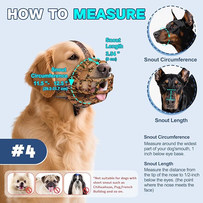 Basket Muzzle to Prevent Biting, Dog Muzzle for Large Medium Small Dogs Allows Panting Drinking Anti Chewing, Perfect for Grooming Trimming Training and Aggressive Reactive Dogs (Brown, Size 4)-PawvioPets