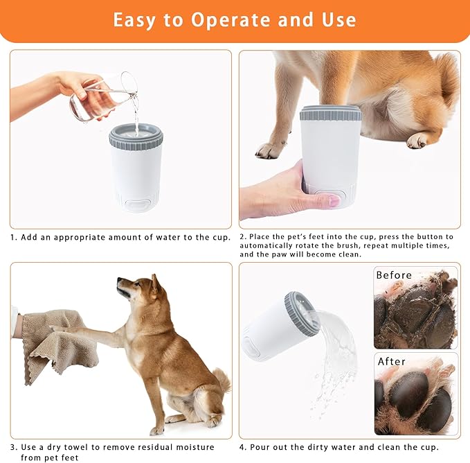 Dog Paw Cleaner with Absorbent Towel, Dog Paw Washer, Muddy Paw Cleaner, Dog Foot Cleaner, Plunger Style Dog Paw Washer, Paw Cleaner for Dogs, Suitable for Small Breed & Medium Breed Dogs-PawvioPets
