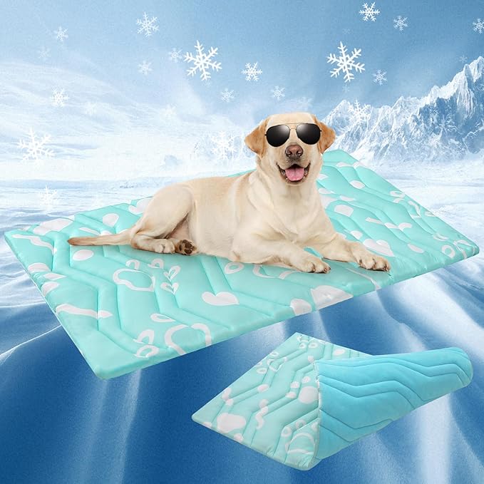 BEAUTYZOO Upgrade Dog Cooling Mat Extra Large, Reversible Self-Cooling Mat for Dogs, Thicken Pet Ice Cool Pad Blanket for Summer Kennel Sofa Bed Floor Car Seat, Machine Washable&Foldable, 59"x40"-PawvioPets