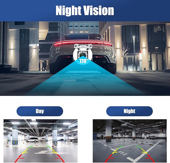Car Backup Camera Rear View Camera 12-LED Night Vision Waterproof Reverse Camera 170° Wide View Angel Parking Camera for Universal Cars, Vehicles, Trucks, RV, Vans, SUV, Trailer, Pickup-PawvioPets