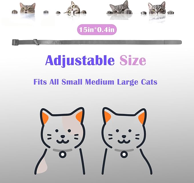 4 Pack Calming Collar for Cats - 60 Days Anxiety and Stress Relief, Relaxing Cat Collar, Adjustable Pheromones Collar for Cats，Natural Soothing for Continuous Calming-PawvioPets