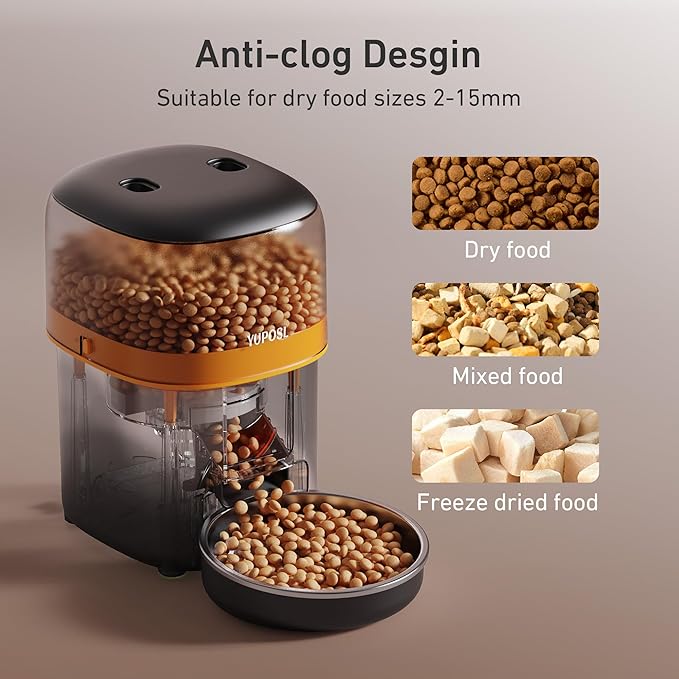 Automatic Cat Feeder - 2L Cat Food Dispenser, Timed Auto Pet Feeder with 180-day Battery Life, 1-6 Meals Per Day, 1-16 Portion, Desiccant Bag Keeps Dry Food Fresh, Also for Small Dogs-PawvioPets