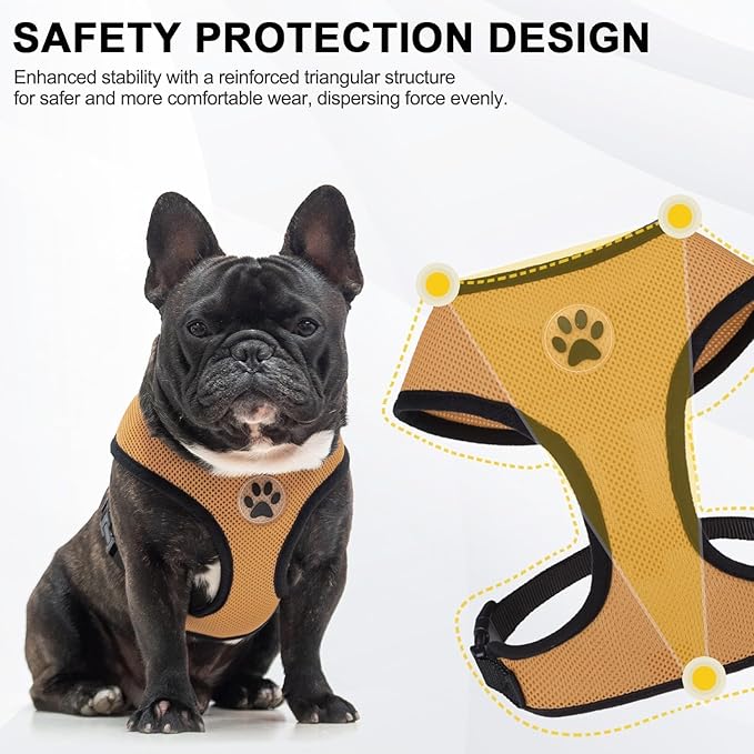 BINGPET No Pull Dog Harness,Soft Mesh Breathable All Weather Vest Harness,Safety Protection Design Durable Adjustable Step-in Easy Walk Dog Harness for Small Medium Large Dogs(Beige,M)-PawvioPets