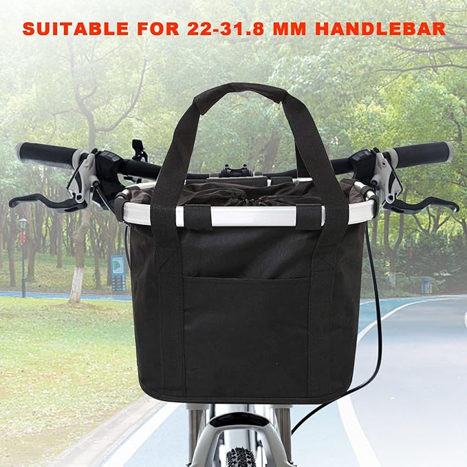 Bike Basket Front Dog Basket for Bike, Bike Baskets for Adult Bikes, Bike Bags for Bicycles, Removable Bicycle Basket, Folding Small Pet Bag for Shopping Camping Cycling-PawvioPets