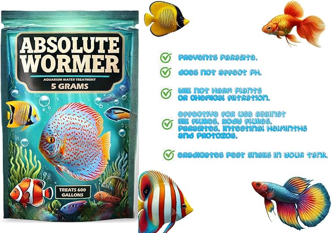 Freshwater and Saltwater Fish Powder Medication. with parasites and Flukes. (5G - Treats 600 GALLONS)-PawvioPets
