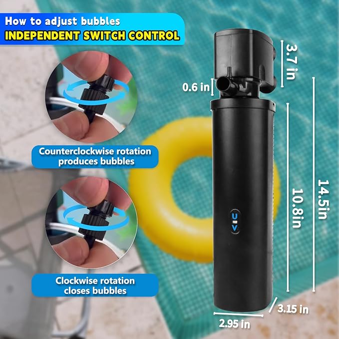 600GPH UV Aquarium Filter for 75-300 Gal Tank, Large Fish Turtle Tank Green Water Clean Machine Submersible Canister Filter Powerful Pump Pond Filter for Saltwater Freshwater Crystal Green Killing-PawvioPets