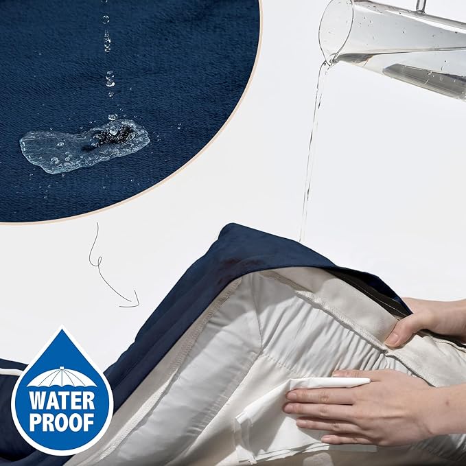 Comfort Expression Large Dog Beds, Waterproof Dog Beds Orthopedic Foam, Dogs Sofa Comfy Pet Beds with Washable Removable Cover & Non-Slip Bottom(Large,Navy Blue)-PawvioPets