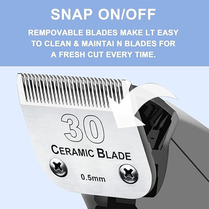 3PCS 30 Blades Dog Grooming Clipper Blades Compatible with Andis Pet Clipper/Oster A5/Wahl KM Series Dog Clipper,Ceramic Blade & Stainless Steel Blade-PawvioPets