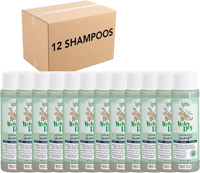 Bobbi Panter Dog Shampoo - Made in USA - All Natural Formula for Itch Relief & Soothing Skins, Concentrated 16:1 for Professional Groomers - Green Apple Scent, 13 Oz (Case of 12)-PawvioPets