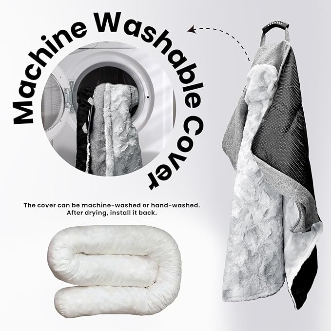 Calming Extra Large Dog Couch Bed for Dogs, 45 x 37 inch Waterproof Removable Pet Mat Couch Cover for Furniture Protector, Non-Slip Fluffy Pelsbarn Dog Bed for Couch, Sofa, Car - Tie-Dye Grey-PawvioPets