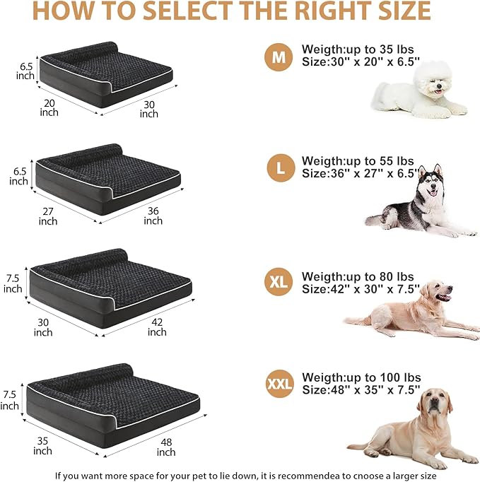 BFPETHOME Orthopedic Dog Beds for Large Dogs-Waterproof Sofa Dog Bed with Removable Washable Cover, Large Pet Bed with Waterproof Lining and Nonskid Bottom, Pet Bed for Dogs-PawvioPets