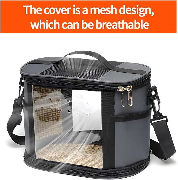 Bird Travel Carrierm, Small Bird Travel Backpack Carrier Cage with Tray and Breathable Clear Window, for Parakeet Cockatiel Budgies, for Camping Hiking (Beige)-PawvioPets