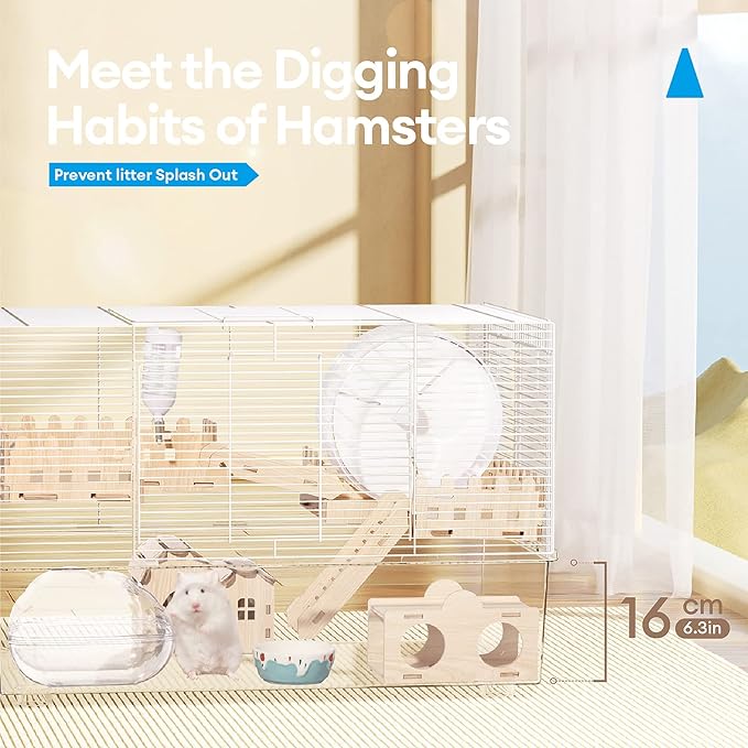 BUCATSTATE Hamster Cage Includes 8 in 1 Accessories, 3-Level Hamster Rat Cage and Habitats for Gerbil, Mice, Syrian Dwarf Hamster (24.4" L x 13.8" W x 16.9" H)-PawvioPets