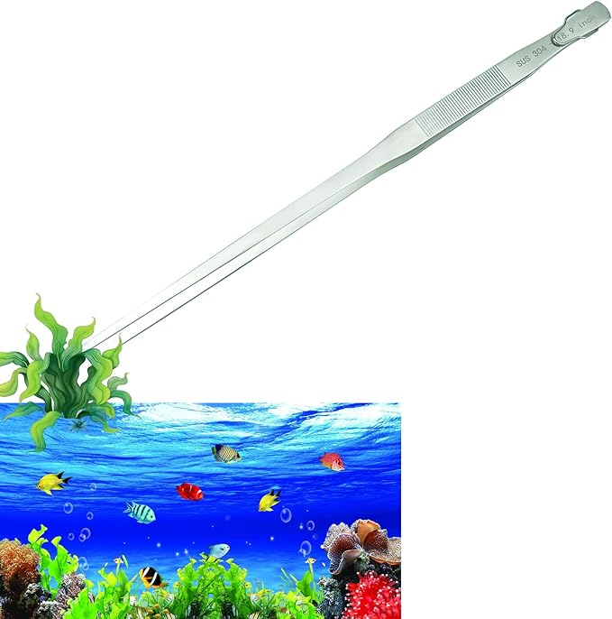 18.9 inch Aquarium Tweezers with Hanger, 2025 New Extra Long Feeding Tongs, Stainless Steel Large Aquascape Tools for Fish Tank, Terrarium, Aquascaping, Reptile Snake (Curved)-PawvioPets