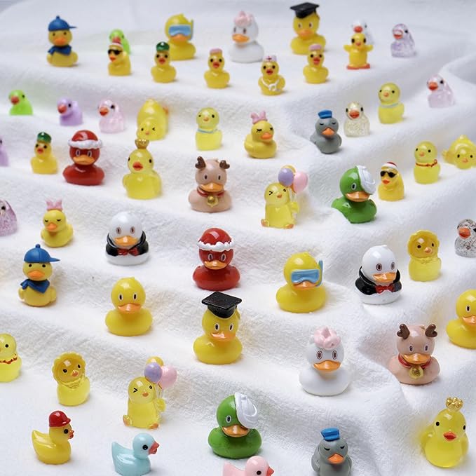 36 Types Multicolor Mini Resin Ducks, Plastic Tiny Ducks to Hide Prank, Little Ducks Mini Figures for Fairy Garden, Dollhouse,Terrariums, Potted, Miniature Landscape Ornament-PawvioPets
