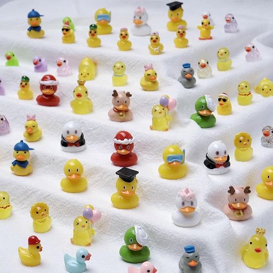 36 Types Multicolor Mini Resin Ducks, Plastic Tiny Ducks to Hide Prank, Little Ducks Mini Figures for Fairy Garden, Dollhouse,Terrariums, Potted, Miniature Landscape Ornament-PawvioPets