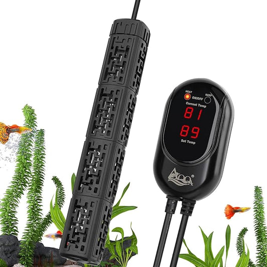 AQQA Fish Tank Heater,Aquarium Heater 50W 150W 250W 400W 500W 800W for 3-220 Gal,Set Temperature 59℉-93℉ Temperature Accuracy,Out of Water or High Temperature Automatic Power Off (250W to 30-50 gal)-PawvioPets