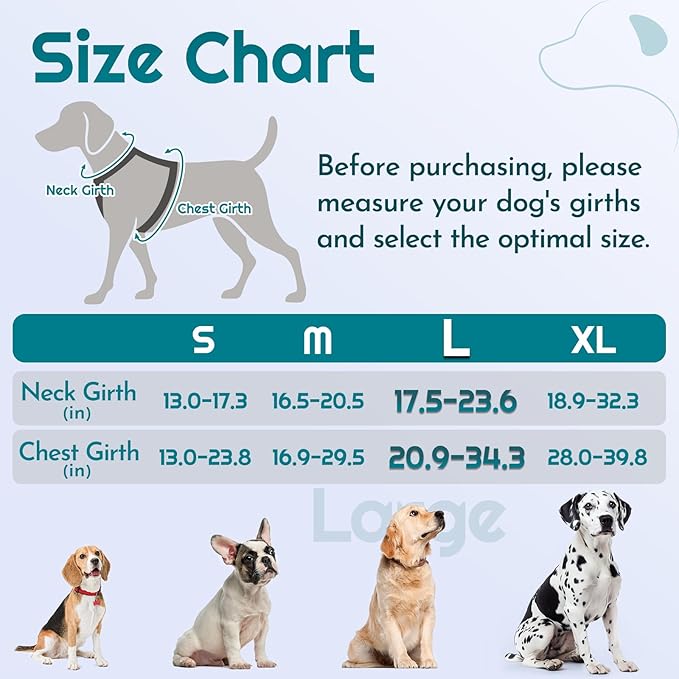 Eagloo Dog Harness for Large Dogs, Easy Wearing with 3 Buckles, Adjustable No Pull Pet Harness with 2 Rings for Walking, No Chock Reflective Soft Padded Vest with Control Handle, Red & Teal, L-PawvioPets