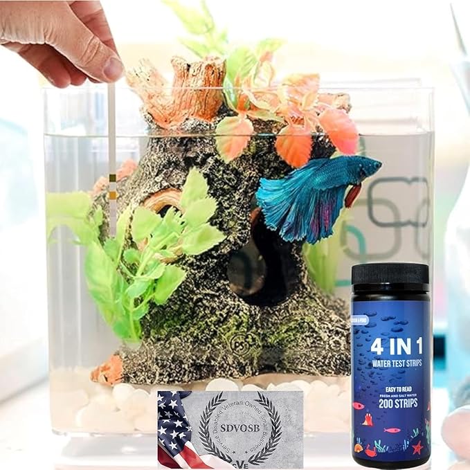 200 Aquarium Water Test Strips - For Fish Tank or Pond - Best Budget Aquarium Water Test On Amazon! - High Accuracy - Tests for Nitrate, Nitrite, PH, and Water Hardness - Veteran Owned Company!-PawvioPets
