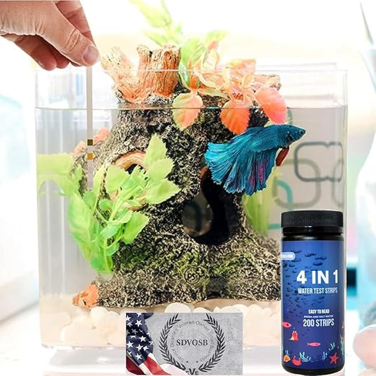 200 Aquarium Water Test Strips - For Fish Tank or Pond - Best Budget Aquarium Water Test On Amazon! - High Accuracy - Tests for Nitrate, Nitrite, PH, and Water Hardness - Veteran Owned Company!-PawvioPets
