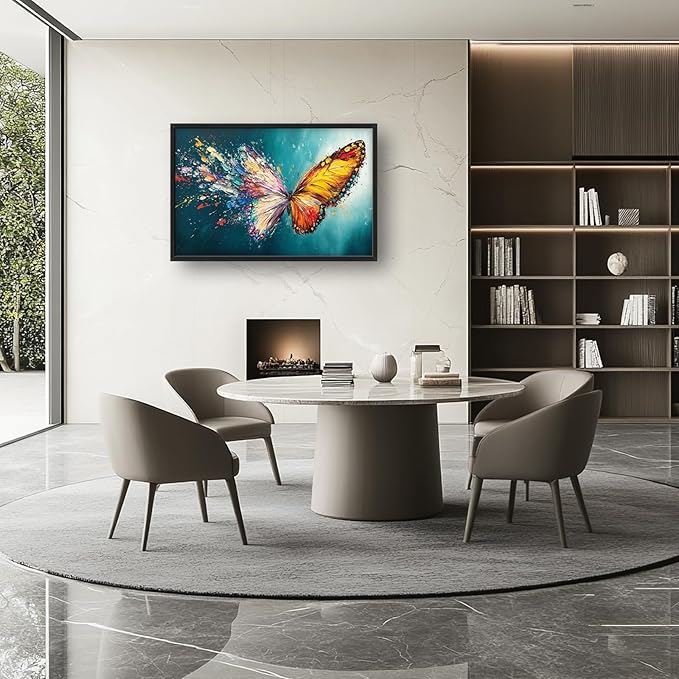 Extra Large Framed Abstract Butterfly Wall Art,Colorful Graffiti Wall Decor,Splashing Wings Pictures for Living Room,Canvas Print Painting Modern Artwork Bedroom Office Bathroom Home Decor 36L x24W-PawvioPets