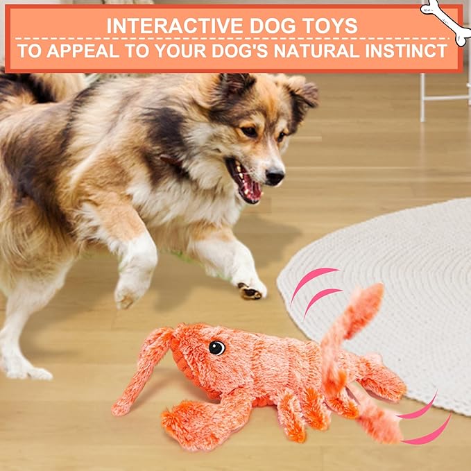 BABORUI Dog Toys, Interactive Dog Toys to Keep Them Busy, Wiggly Lobster Dog Toy for Boredom, Rechargeable Moving Dog Chew Toys for Small/Medium/Large Dogs/Puppy Toys-PawvioPets