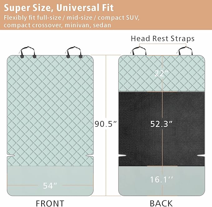 F-color SUV Cargo Liner for Dogs, Water Resistant Pet Cargo Cover Dog Seat Cover Mat for SUVs Sedans Vans with Bumper Flap Protector, Non-Slip, Large Size Universal Fit, Grey-PawvioPets