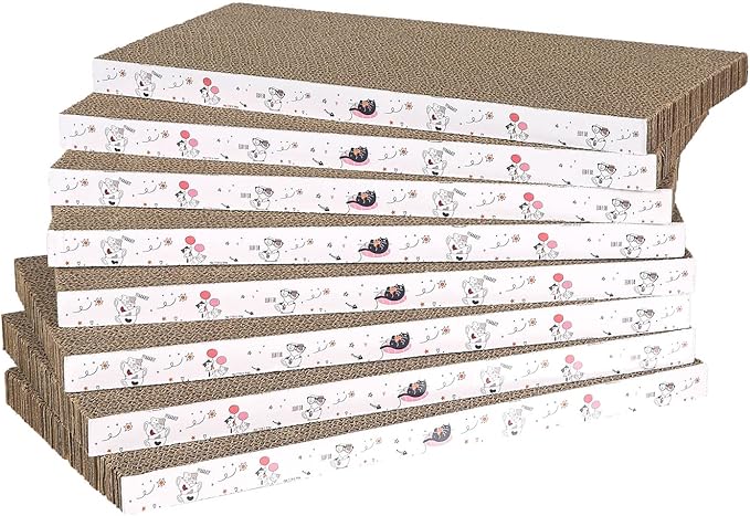 8 Packs in 1 Cat Scratch Pad, Cat Scratcher Cardboard,Reversible,Durable Recyclable Cardboard, Premium Scratch, Suitable for Cats to Rest, Grind Claws and Play-PawvioPets
