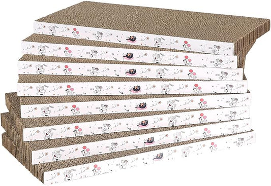 8 Packs in 1 Cat Scratch Pad, Cat Scratcher Cardboard,Reversible,Durable Recyclable Cardboard, Premium Scratch, Suitable for Cats to Rest, Grind Claws and Play-PawvioPets