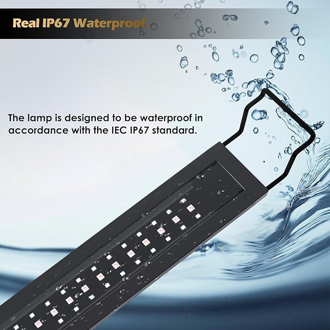 GLOWRIUM LED Aquarium Light with Remote, Full Spectrum Fish Tank Light with Auto Timer, IP67 Waterproof Freshwater Planted Tank Light, Dimmable RGB+W+Moon LEDs with High Performance (12W 18-23inch)-PawvioPets