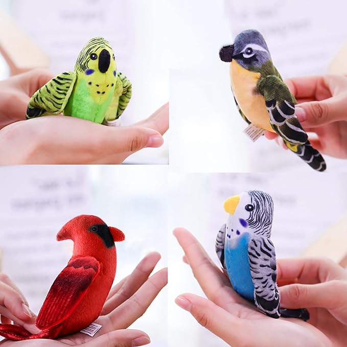 Dorakitten Cat Catnip Toys Interactive Cats 4pcs Kitten Plush Nip Chew Bird Toy with Crinkle Paper Pet Best Treats Stuffed Pillow Cute Teething Play Gifts Soft Kick Sound Supplies for Indoor Kitty-PawvioPets