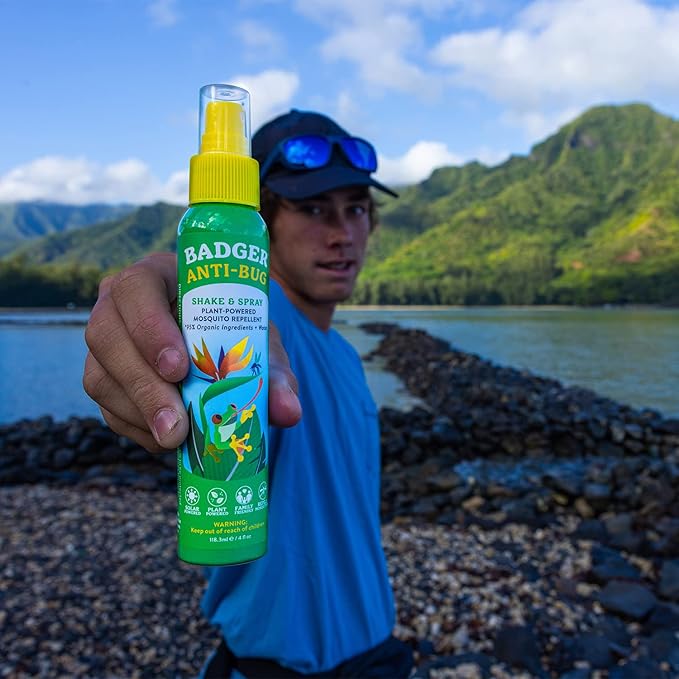 Badger Bug Spray, Family Friendly All Natural Mosquito Repellent w/Organic Essential Oils, Great Smelling Citronella Spray, Effective for 3 Hours, Combo 2-Pack 4 fl oz + 2.7 fl oz-PawvioPets